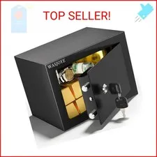 WASJOYE Home Small Safe Box - Key Lock Coffre Fort Steel High Security Safety Bo