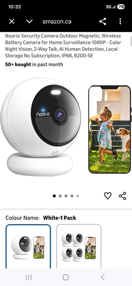 Noorio Security Camera Outdoor Magnetic, Wireless Battery Camera for Home