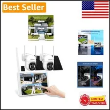 4MP Solar Wireless Security Camera Kit with Touch Monitor & Color Night Vision
