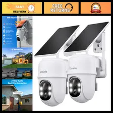 2K Solar Wireless Outdoor Security Cameras - Home Surveillance System, 2-Pack