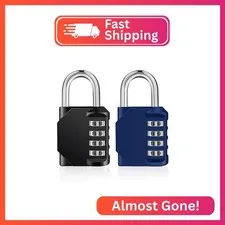 ZHEGE 2 Pack Combination Lock for Locker, Combo Padlock (Black & Blue)