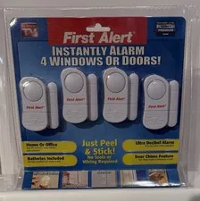 First Alert Instantly Alarm 4 Windows or Doors Peel & Stick security New