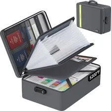 Fireproof Document Bag, Insulated Large Document Box with Lock, Important Doc...