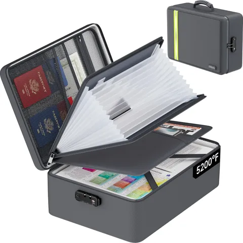 Fireproof Document Bag, Insulated Large Document Box with Lock, Important Doc...