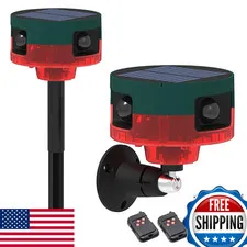 Qxmh Solar Outdoor Motion Sensor Alarm Dog Barkinggunshot Sound 129Db Loud