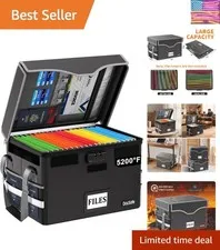 5200°F Fireproof Document Box with Lock,Heat Insulated File Organizer Storage...