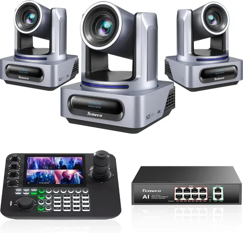 4K NDI PTZ Camera Bundle/Kit - 3-Pack 20X AI Tracking Cameras (SDI/LAN/HDMI/USB3