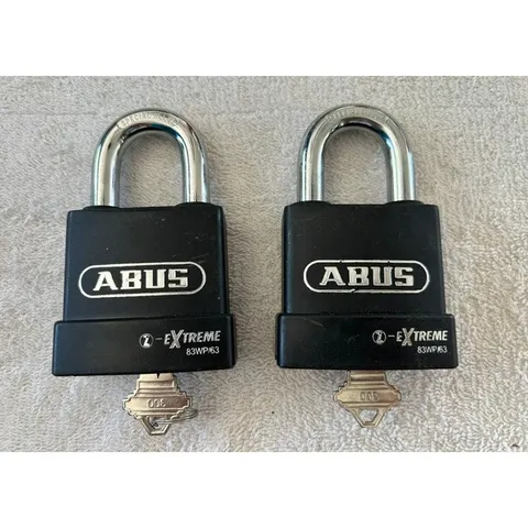 Lot of 2 ABUS 83WP/63 Extreme Series Padlock Weatherproof Hardened Steel Shackle