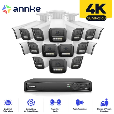 ANNKE 12MP NVR 4K POE Security Camera System 4X Optical Zoom Color Night Vision