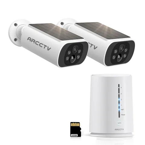 ARCCTV 4MP Solar Battery Security Camera System Wireless Outdoor 2 Way Audio PIR