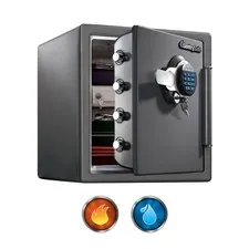 Waterproof Fireproof Digital Safe Box for Home, 1.23 Cu Ft, Keypad Lock, Steel