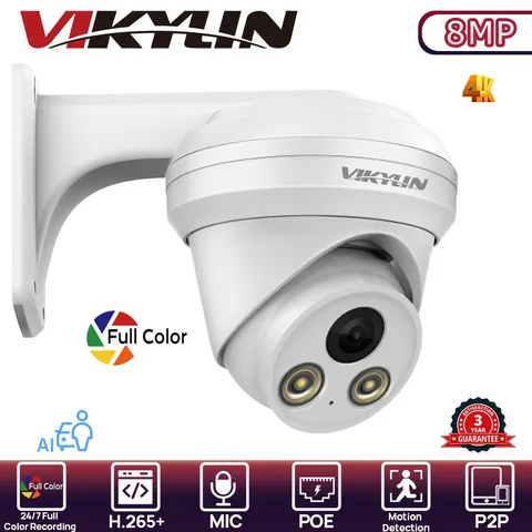 NEW Vikylin Full Color light 8MP 4K POE Camera Mount Onvif Motion Detection Lot
