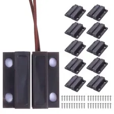 MC-38 Surface Mount Wired NC Door Sensor Alarm Magnetic Reed Switch Brown 10 Pai