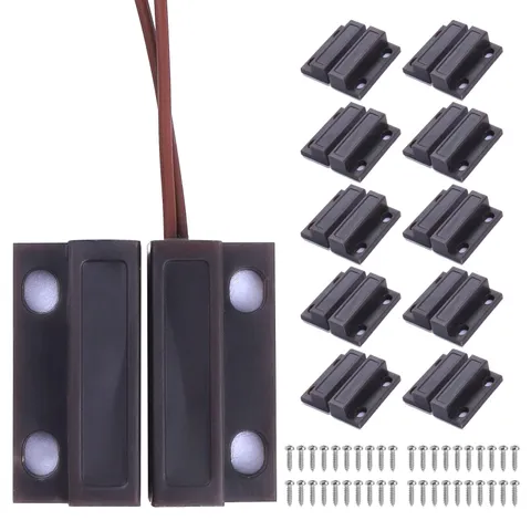 MC-38 Surface Mount Wired NC Door Sensor Alarm Magnetic Reed Switch Brown 10 Pai