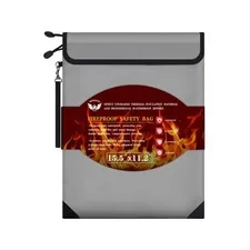 Fireproof Document Bag 15.5"x11.2", Dual Zipper Pockets, Waterproof Fire Resi...