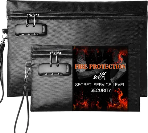 Fireproof Document Bag Set with Lock, 2 Pcs Money Box for Cash & Passport, 6200°