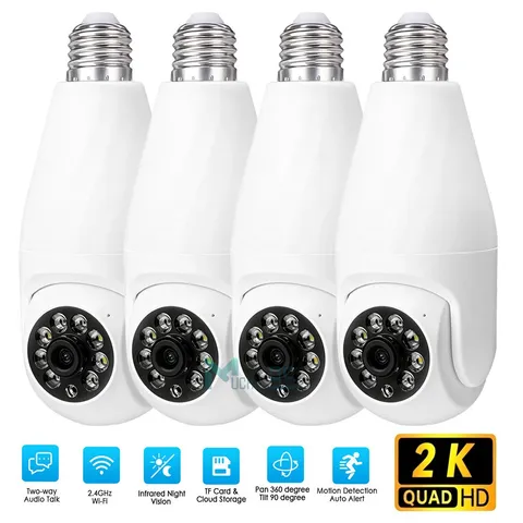 2K E27 HD Cámara De Seguridad con Video WiFi Inalámbrica Para Casa Hogar 360°
