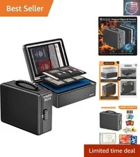 Fireproof Document Box, Hard Case File Box with Fireproof Zipper＆Lock, 6400°F...