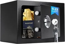 Small Safe Box Home Wall Safes 0.23 Cubic Feet Heavy Duty Steel Safety Lock Box