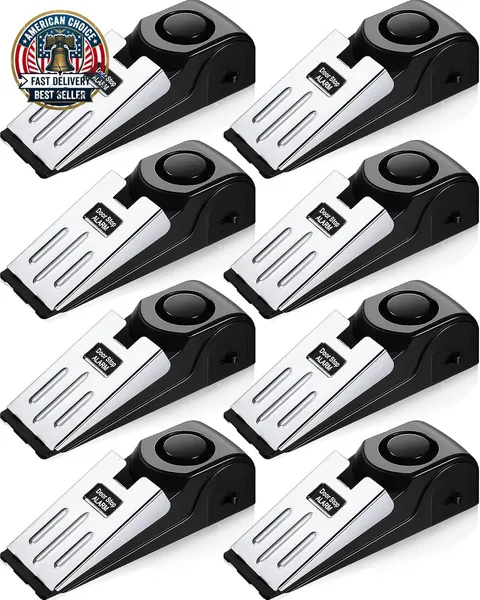 8 Pieces Door Stop Alarm Door Stoppers with 120 Db Security Alarm Doorstops Wedg