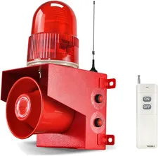 Wireless Emergency Strobe Siren Alarm Waterproof Outdoor Security Siren (120Db, 