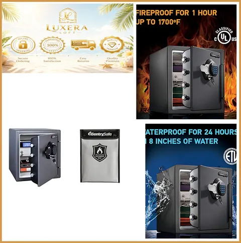 Fireproof Waterproof Safe 1.23 Cu Ft Digital Lock Key Fire Resistant Document