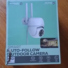 Merkury Smart Auto-Follow Outdoor Camera 1080p Wi-Fi Weatherproof Night Vision