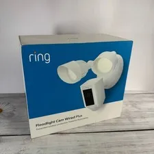 Ring Floodlight Cam Wired Plus White 1080p HD Outdoor Security Camera Siren New