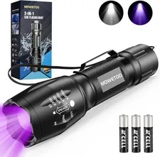 UV Flashlight 2-in-1 Blacklight & LED Torch for Pet Urine Detection & Camping