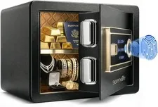 SereneLife Compact Electronic Safe Box with Digital Touch Pad Includes Keys