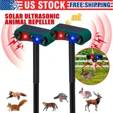 2x Outdoor Solar Motion Sensor Alarm 130dB Loud Sound Siren Alarm 4 Modes Garden