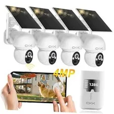 2.5K 4pcs Solar Security Camera System Wireless Outdoor with 128GB 4MP+Solar