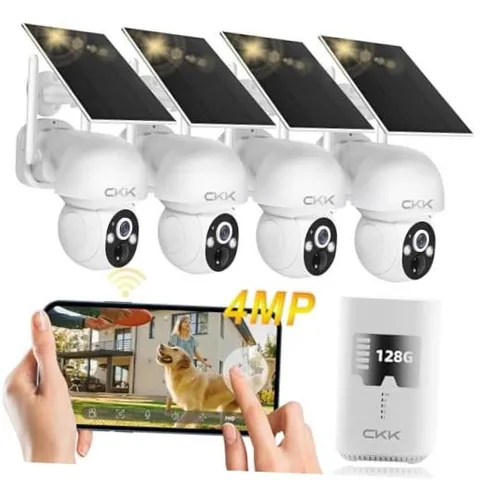 2.5K 4pcs Solar Security Camera System Wireless Outdoor with 128GB 4MP+Solar