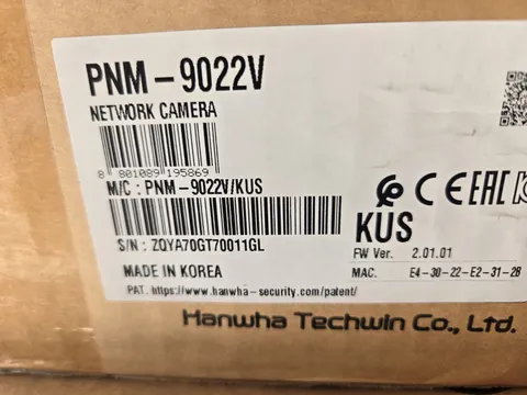 Hanwha Techwin 8.3MP Panoramic Camera, PNM-9022V, Factory Sealed, Never Used