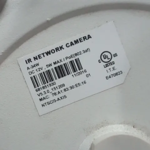 PIPIAIP A-34W Dome IP/Network PoE Wired IR Night Vision 12V 5W