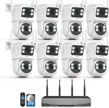 (2026 New) Dual Lens Wireless Security Camera System 4MP, 16CH Wifi NVR with 8 C