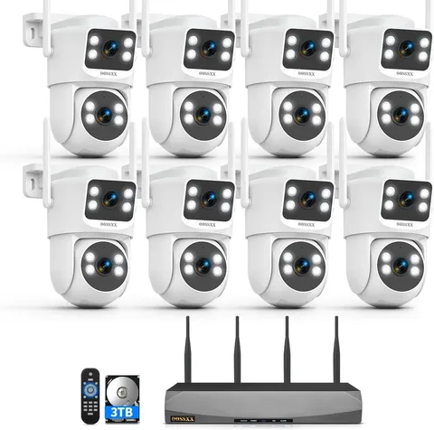(2026 New) Dual Lens Wireless Security Camera System 4MP, 16CH Wifi NVR with 8 C