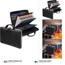 Fireproof Document Box,Hard Case Fireproof File Organizer with Lock 13 Pocket...