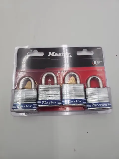 Master Lock ‎3008D 3/4in Keyed Padlock pack of 4 - Silver