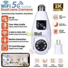 Dual Lens Home Security Camera, 5G/2.4G Wifi Baby Pet Camera with Pan Tilt Zoom