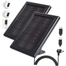 Ring Camera Solar Panel Charger, 5V 3.5W Solar Charger 2 2 Pack Black