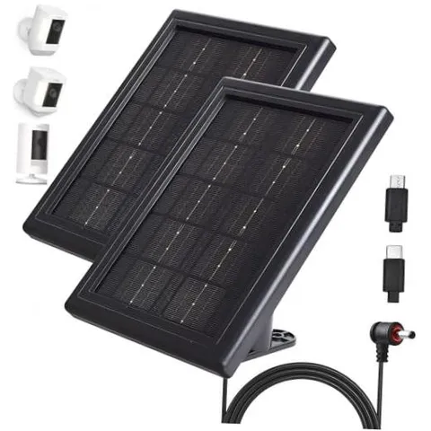 Ring Camera Solar Panel Charger, 5V 3.5W Solar Charger 2 2 Pack Black