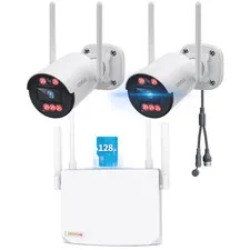 3MP Wireless Security Camera System, 6 Cameras Wifi Indoor Outdoor, AI Detection
