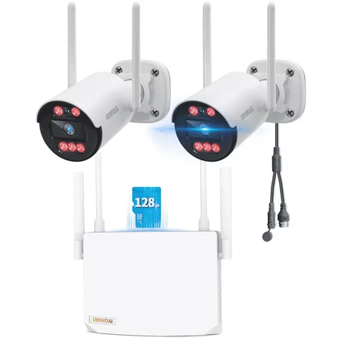 3MP Wireless Security Camera System, 6 Cameras Wifi Indoor Outdoor, AI Detection