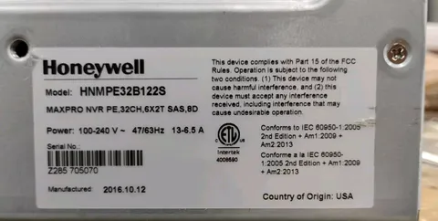 Honeywell MaxPro HNMPE32B122S 32-Channel NVR server 12TB Storage (6x2 TB)