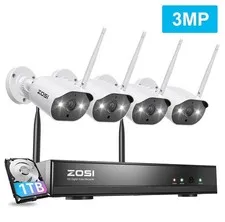 ZOSI 3MP Security Camera Home System Instant Alert 8CH NVR WIFI IP  Night Vision