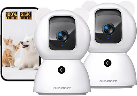 2.5K Indoor Camera 2 Pack AI Person Pet Cry Detection 2.4GHz