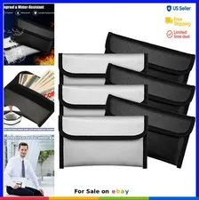 Fireproof Money Bag 6 Pack 8x5 Inch Waterproof Document Pouch Zipper Hook Loop