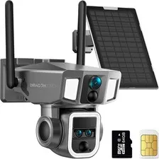 Dragon Touch 4G LTE Cellular Security Camera 4K Wireless Solar PTZ GREY