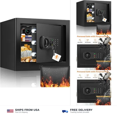 9.84"H Small Safe Box for Personal Privacy, 1.2 Cu Ft Security Safe with Fire...
